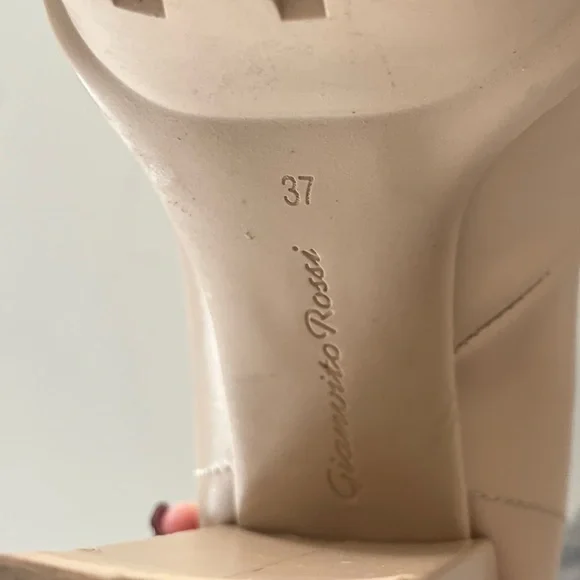 Gianvito Rossi - Martis Booties Beige Leather Combat Lace Up Boots EU 37 US 6.5 - Picture 9 of 11